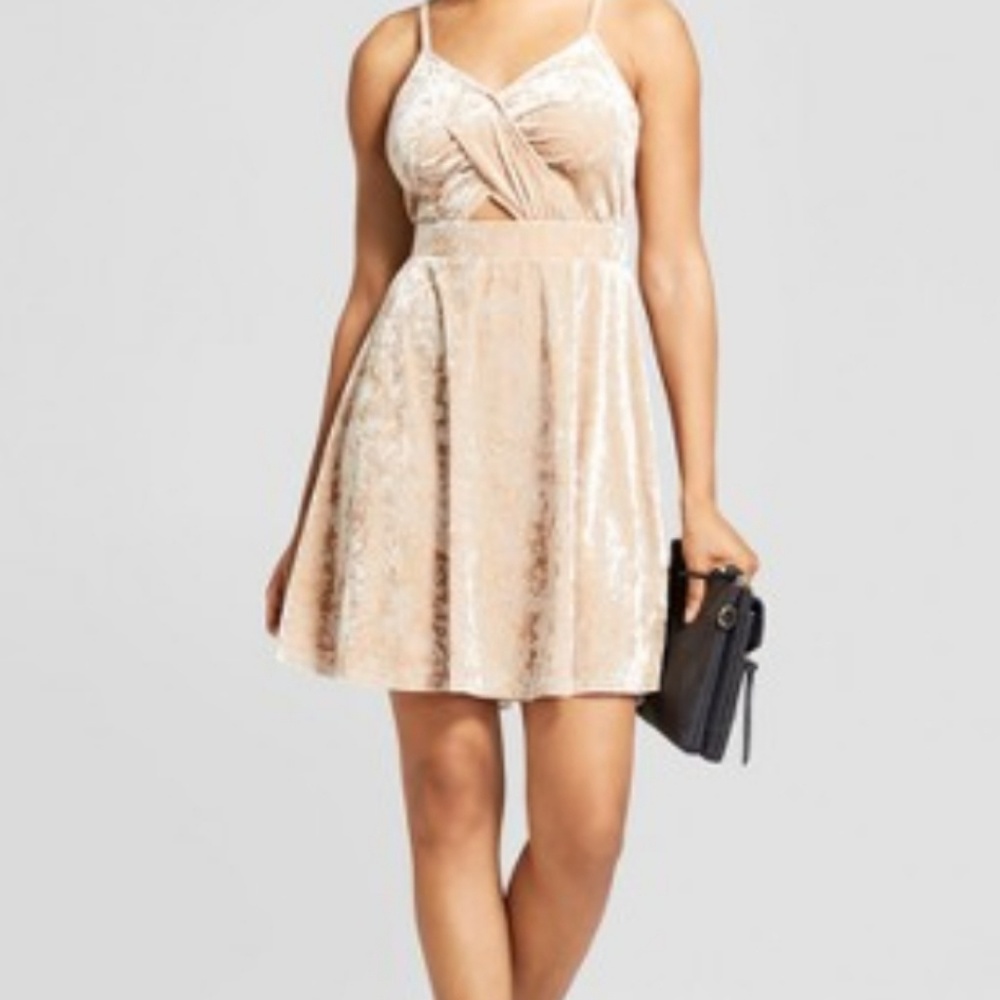 Crushed velvet cutout dress